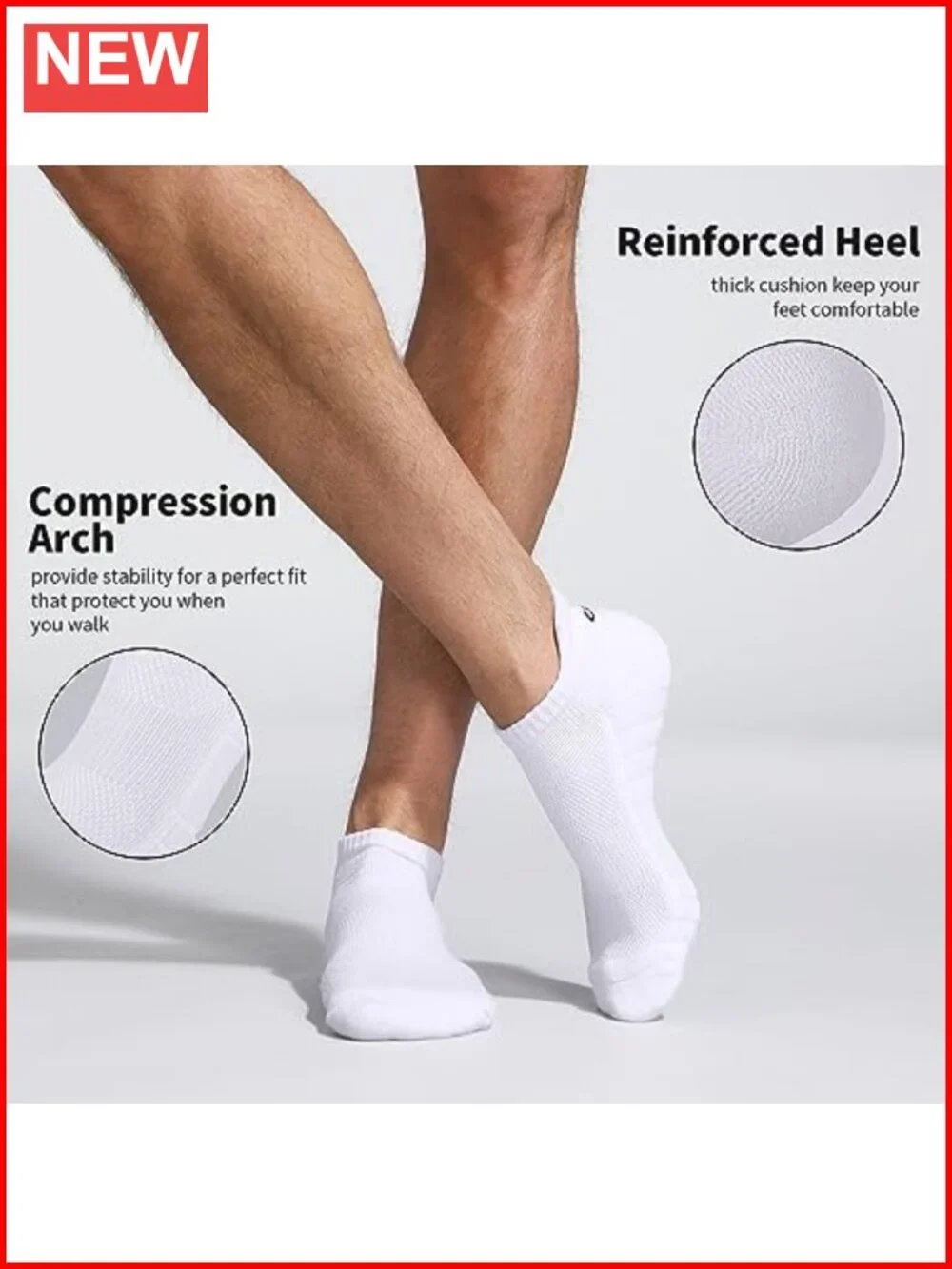 6 Pairs Cushioned Anti-Blister Tab Ankle Socks Running Athletic Low Cut